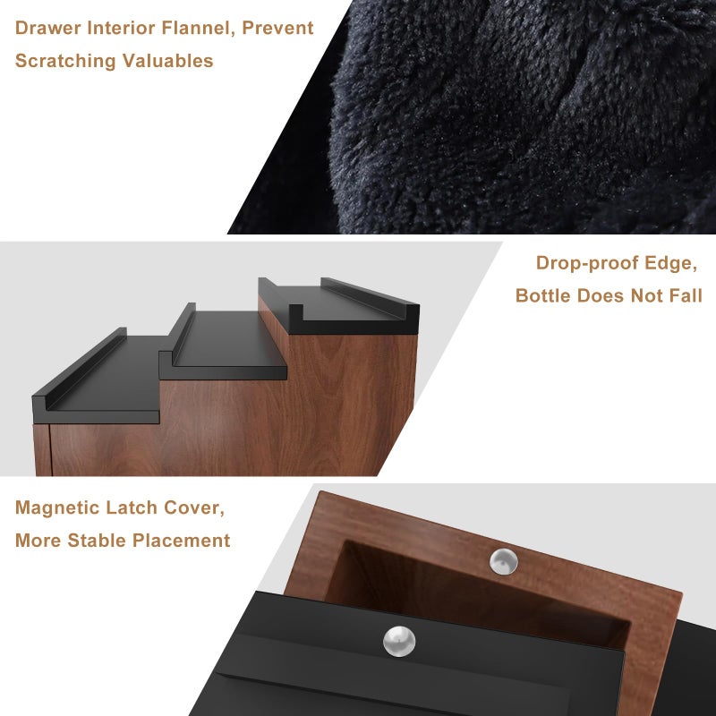 TIRYIUOU Cologne Organizer for Men  3 Tier Wooden Cologne Stand for Men  Perfume Organizer Display  Cologne Shelf with Drawer and Hidden Compartment  Gift for Men - Image 4